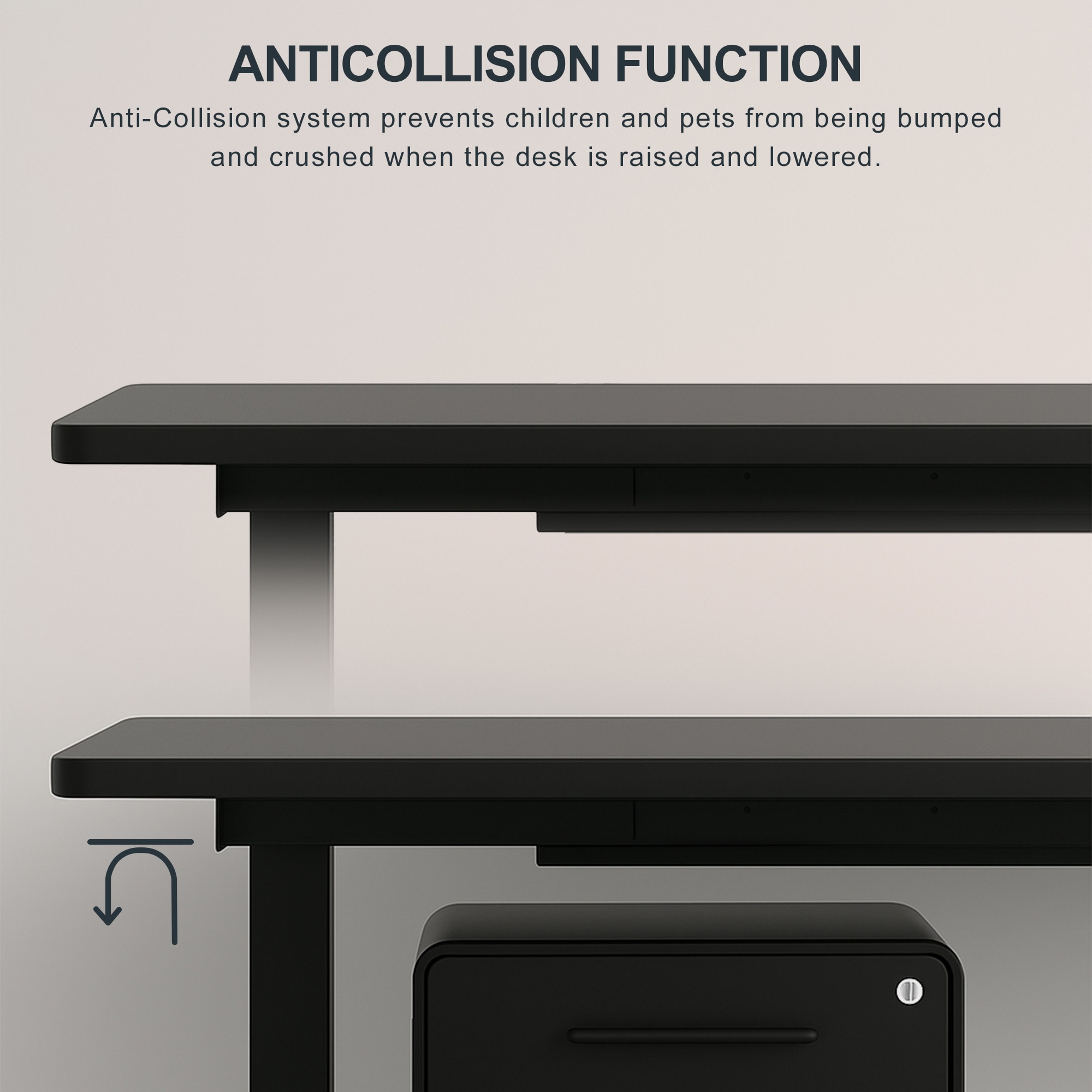 Electric Standing Desk Whole Piece Adjustable Height Desk Home Office Computer Workstation Sit Stand Up Desk (Black Frame + Black Top)_voghion.com